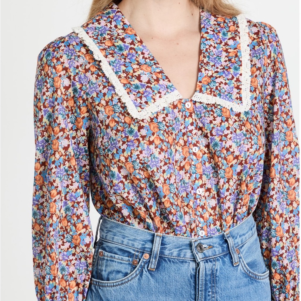 NWT Rixo Mady Blouse in Tulip Field Copper